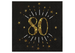 10 serviettes anniversaire étincelant noir "80"