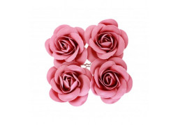 4 Roses en satin fuschia 4cm