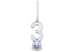 Bougie avec support LED "3"