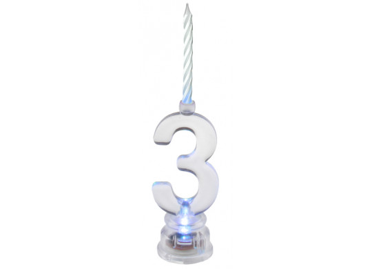 Bougie avec support LED "3"