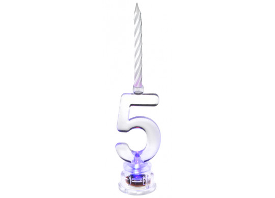 Bougie avec support LED "5"