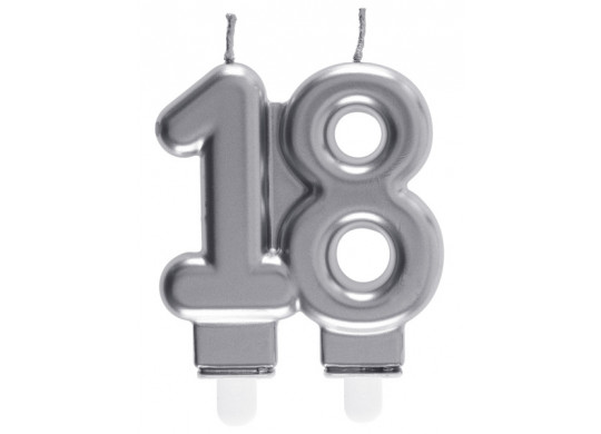 Bougie âge "18" argent