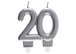 Bougie âge "20" argent