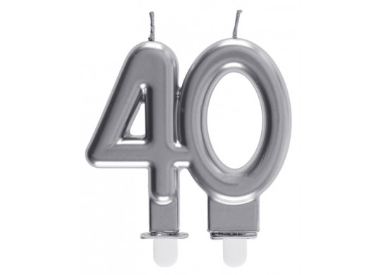 Bougie âge "40" argent