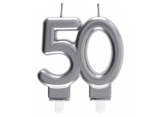 Bougie âge "50" argent