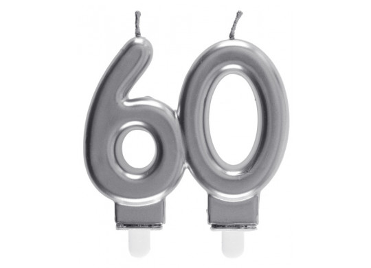 Bougie âge "60" argent