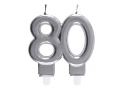 Bougie âge "80" argent