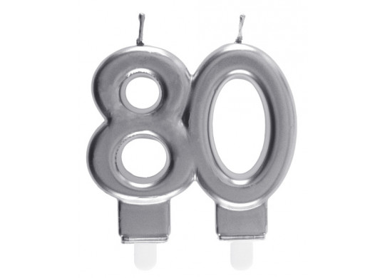 Bougie âge "80" argent