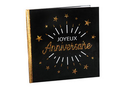 Livre d'or Joyeux anniversaire étincelant or/noir