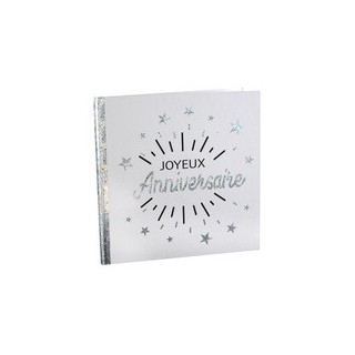 Livre d'or Joyeux anniversaire étincelant blanc