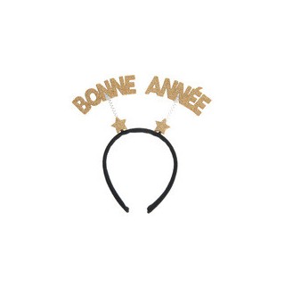 Serre tête bonne année pailleté or