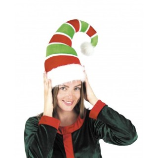 Bonnet de lutin luxe rayé vert/rouge