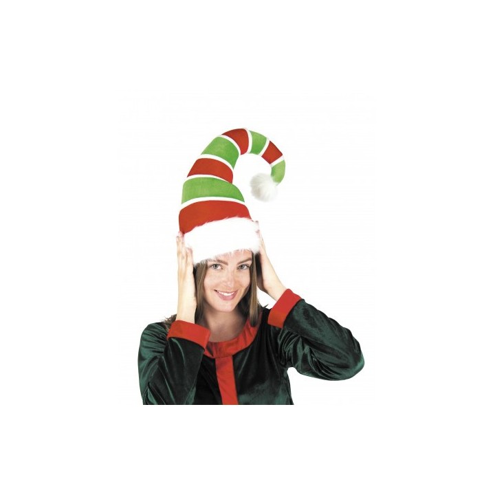 Bonnet de lutin luxe rayé vert/rouge