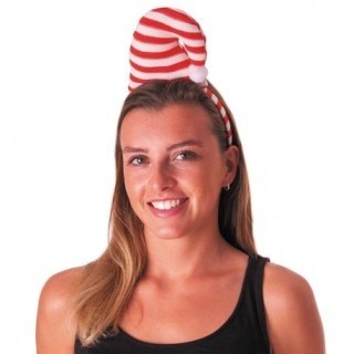 Serre tête bonnet rayé rouge/blanc