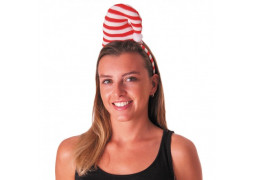 Serre tête bonnet rayé rouge/blanc