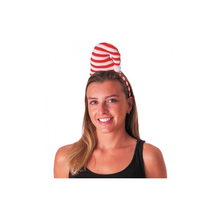 Serre tête bonnet rayé rouge/blanc