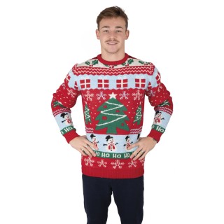Pull moche de Noël adulte rouge avec sapin