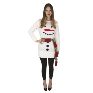 Robe moche de Noël adulte blanc bonhomme de neige