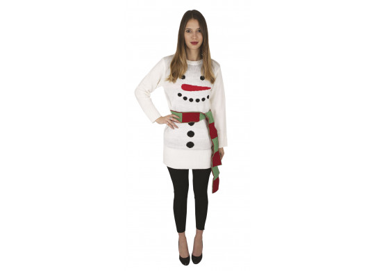 Robe moche de Noël adulte blanc bonhomme de neige