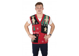 Gilet moche de Noël adulte sans manche pain d'épices - Décoration de Noël