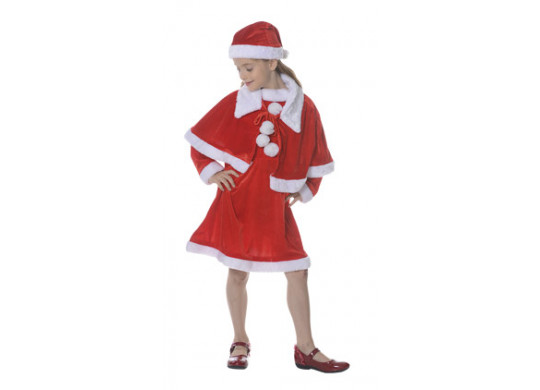 Costume enfant fille Mère Noël velours