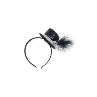 Serre tête mini chapeau pailleté noir