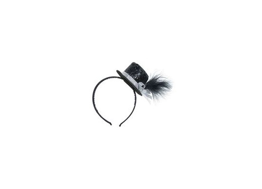 Serre tête mini chapeau pailleté noir