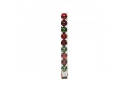 Boite 10 boules rouge/vert sapin