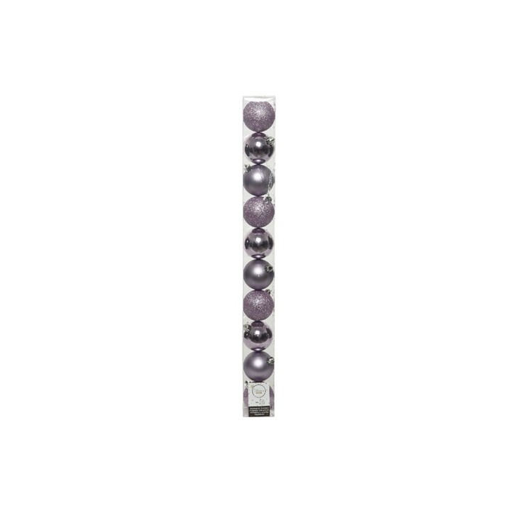 Boite 10 boules lilas givré