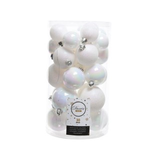 Boite 30 boules blanc irisé