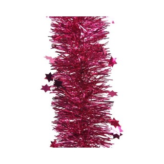 Guirlande lametta étoiles rose baie