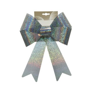 Nœud plastique holo argent MM