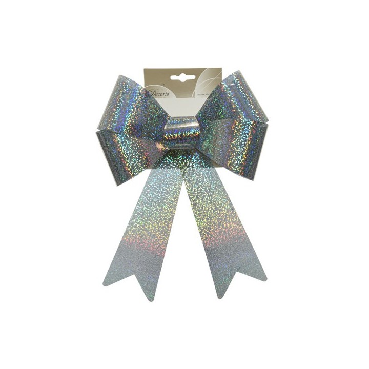 Nœud plastique holo argent MM