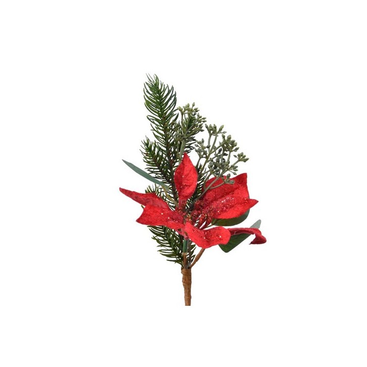 Pic décoratif poinsettia rouge