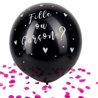 Ballon géant Boy or girl ? Confettis roses