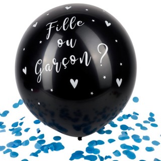 Ballon géant Boy or girl ? Confettis bleues