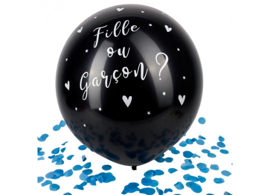 Ballon géant Boy or girl ? Confettis bleues