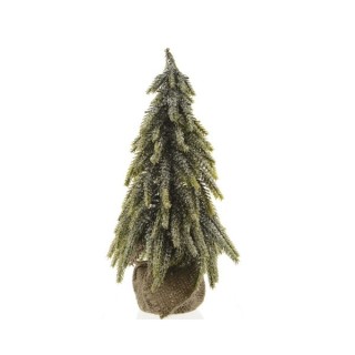Mini sapin dans sac jute