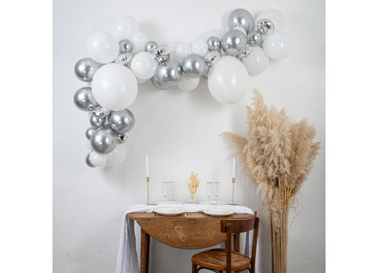 Arche de ballons or & blanc - 110 pièces - anniversaire