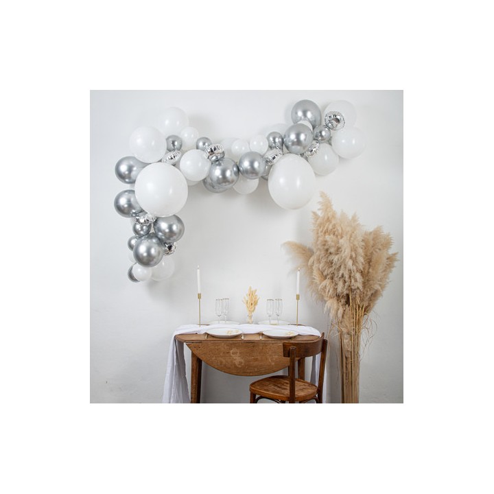 Kit arche ballon argent 70pcs