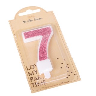 Bougie pailleté rose gold chiffre 7
