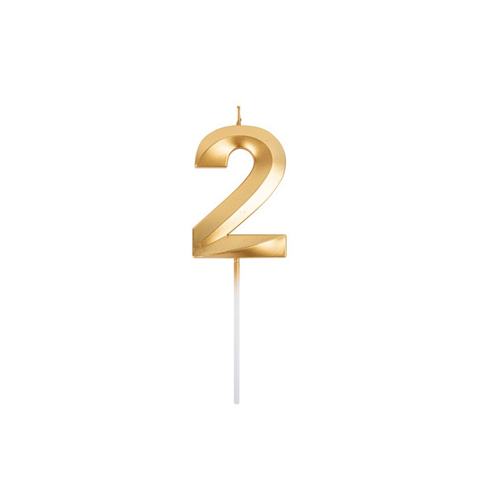Bougie graphique or chiffre 2