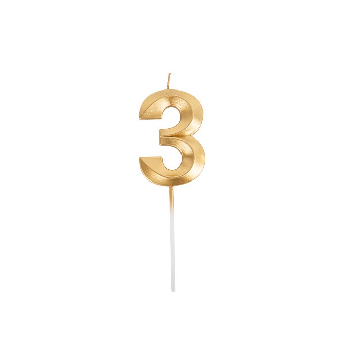 Bougie graphique or chiffre 3