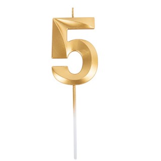 Bougie graphique or chiffre 5