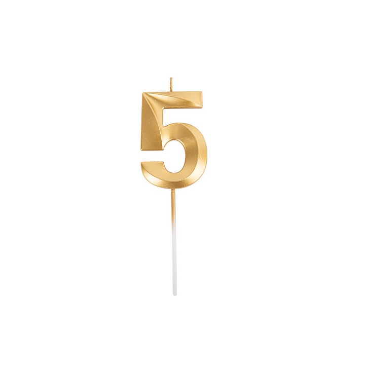 Bougie graphique or chiffre 5