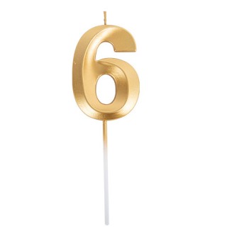 Bougie graphique or chiffre 6