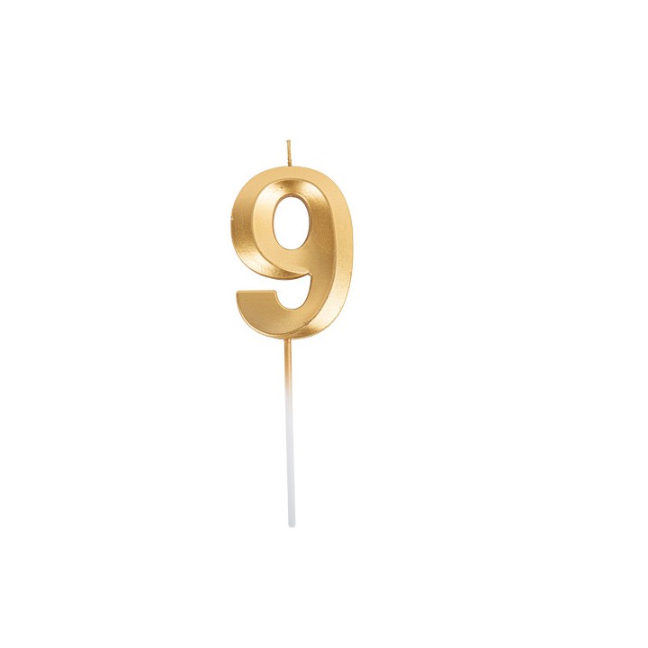 Bougie graphique or chiffre 9