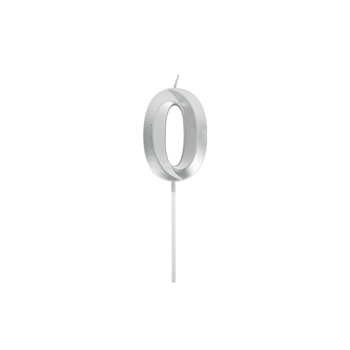 Bougie graphique argent chiffre 0