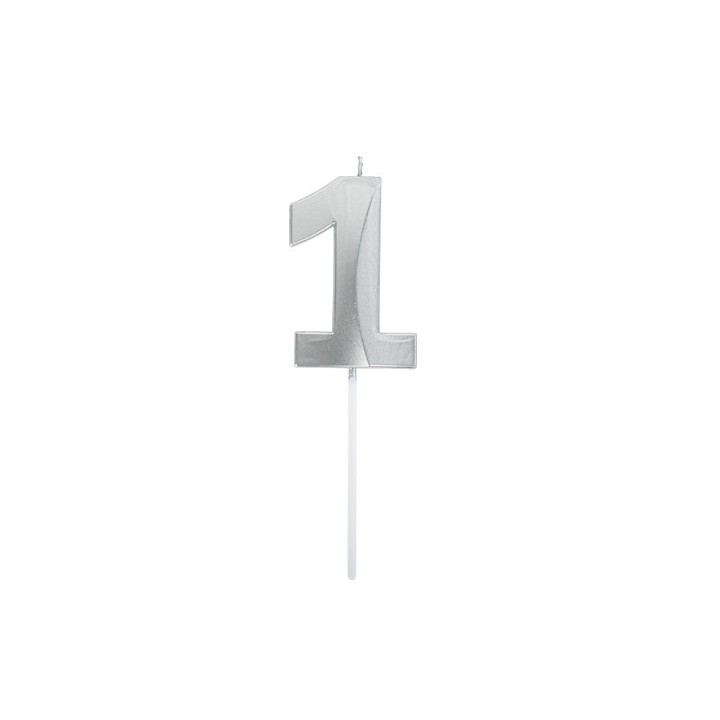 Bougie graphique argent chiffre 1