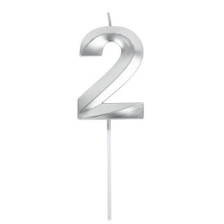 Bougie graphique argent chiffre 2